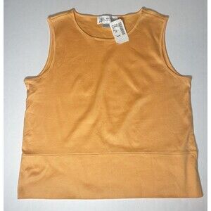 The Works Saks Fifth Avenue Tank  Sleeveless Top Orange NWT Large  Crop Cotton